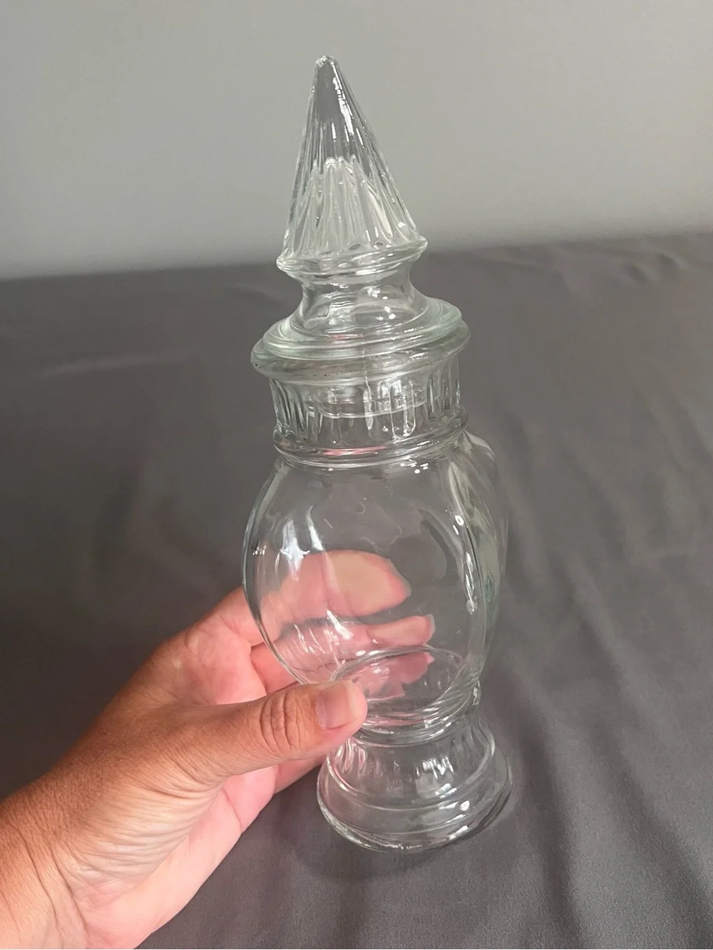 VTG Wheaton Apothecary Jar W/ Pointed Spire Lid Candy Dish 9.5”